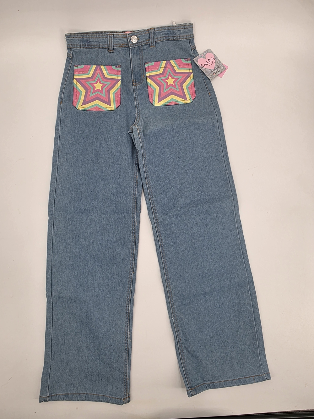 Freestyle Revolution Kids Jeans with Multicolor Star Pocket Size 12 NWT